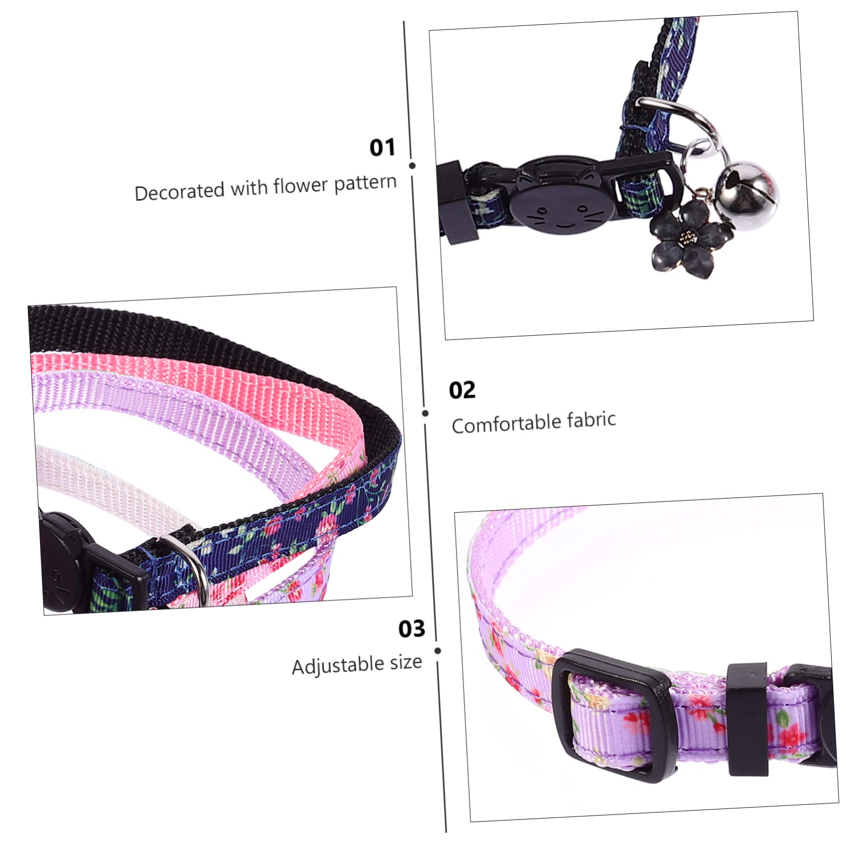 Kisangel 12 Piezas Collar de Gato Cat Collar decoración Floral callar de Perro Ajustable capacitación Collar de Mascota Lazos para Mascotas Gato Mascota Cuello Cadena de Mascotas Nylon