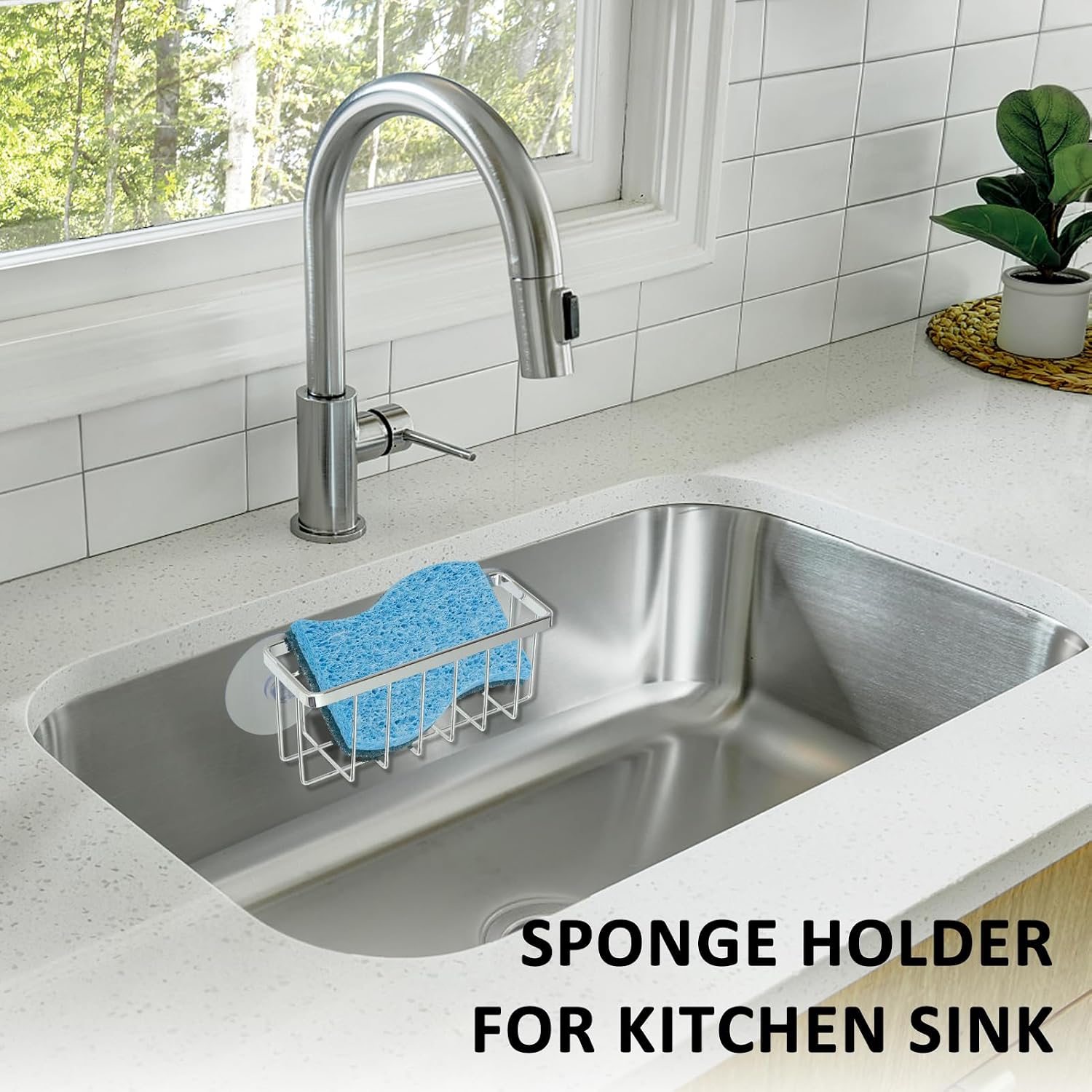 SHFKS Chrome Sink Caddy - Sponge Holder for Dish, Kitchen & Sink image 4