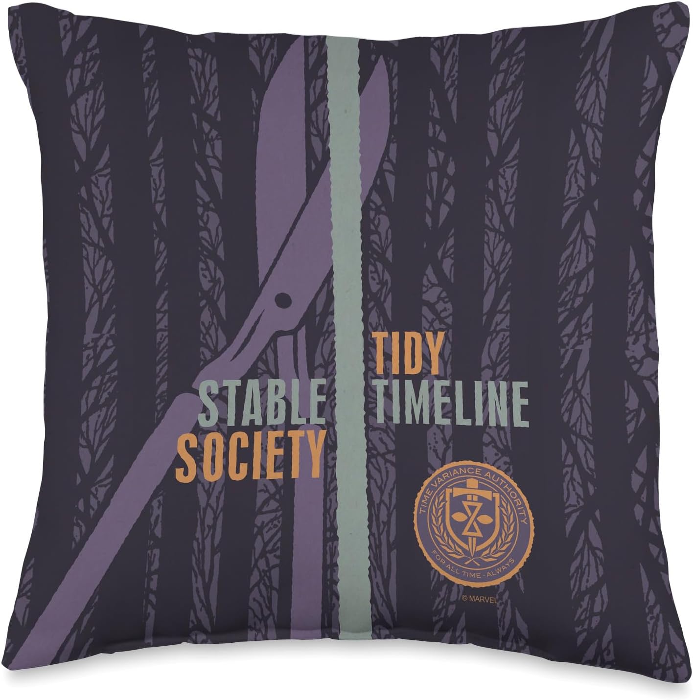 Marvel Loki TVA Stable Society Tidy Timeline Throw Pillow