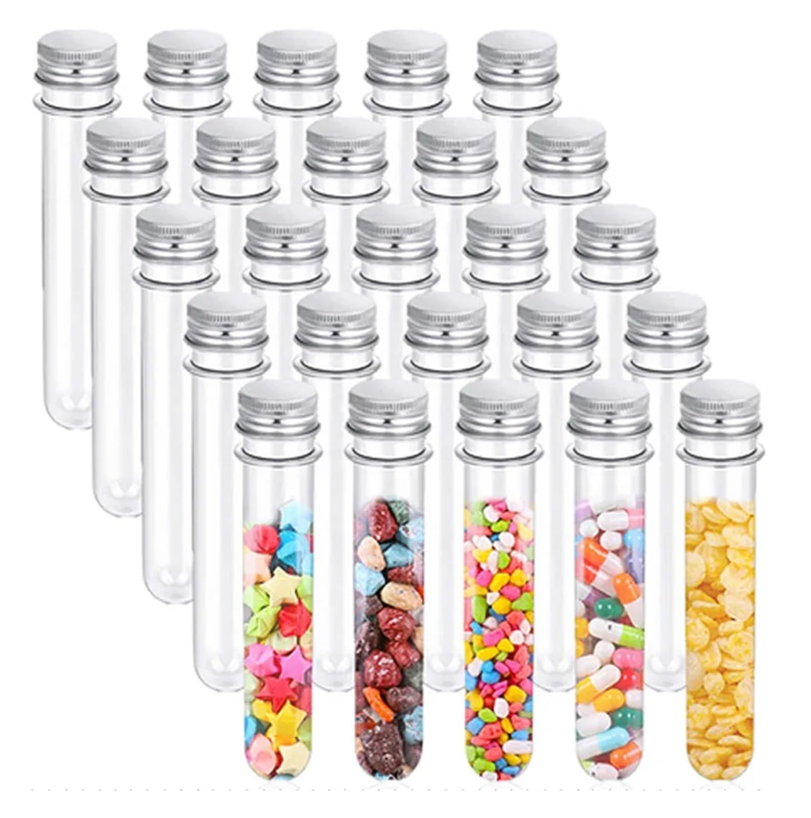 yingyingjia 30 szt. 50 ml plastikowa przezroczysta probówka z pokrywką wielofunkcyjna butelka do przechowywania na kabel USB organizer na upominki na przyjęcia