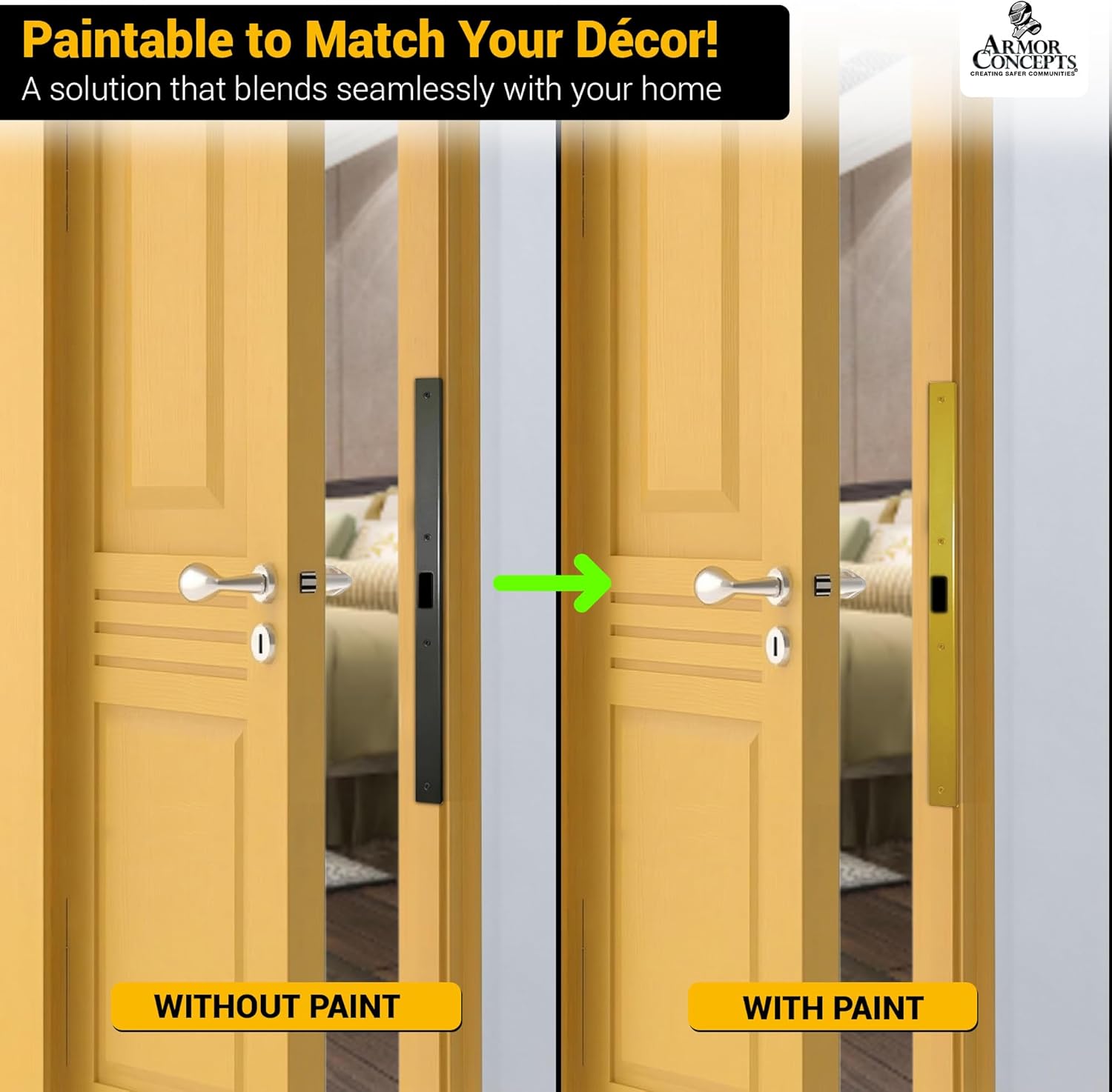 Armor Concepts FIX-A-JAMB 24" Interior Door Jamb Repair Kit – Door Frame Reinforcement, Heavy-Duty 18-Gauge Galvanized Steel, for Bedroom, Bathroom & Closet Doors, Aged Bronze