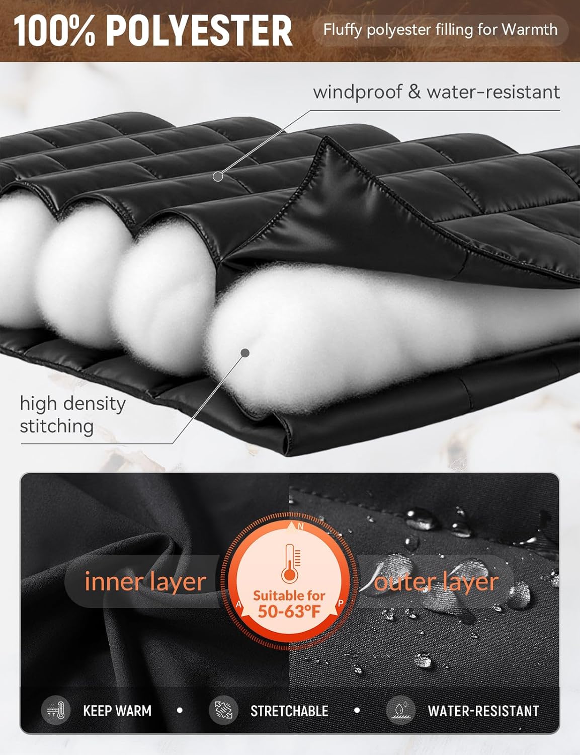 baleaf Men's Fleece Lined Puffer Vest Lightweight Warm Sleeveless Jacket with Full Zip Winter Vest for Golf Running - Image 5