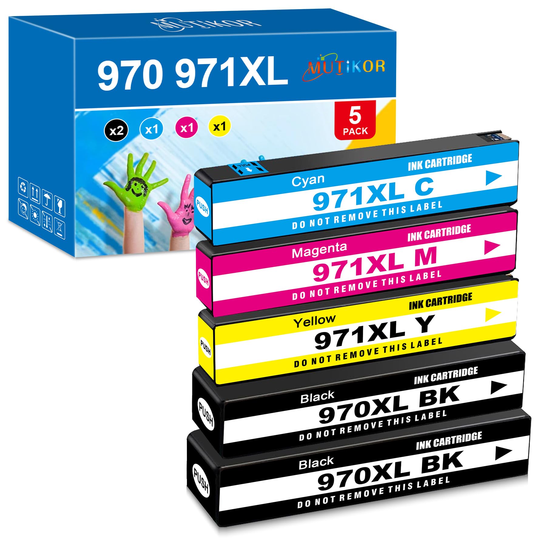 Mutikor 970 970XL Compatible Ink Cartridge Replacement for HPQ 970 971 XL CN621AM CN622AM CN623AM CN624AM for Officejet Pro X576dw, X476dw, X476dn, X551dw, X451dw, X451dn Printers (5-Pack)