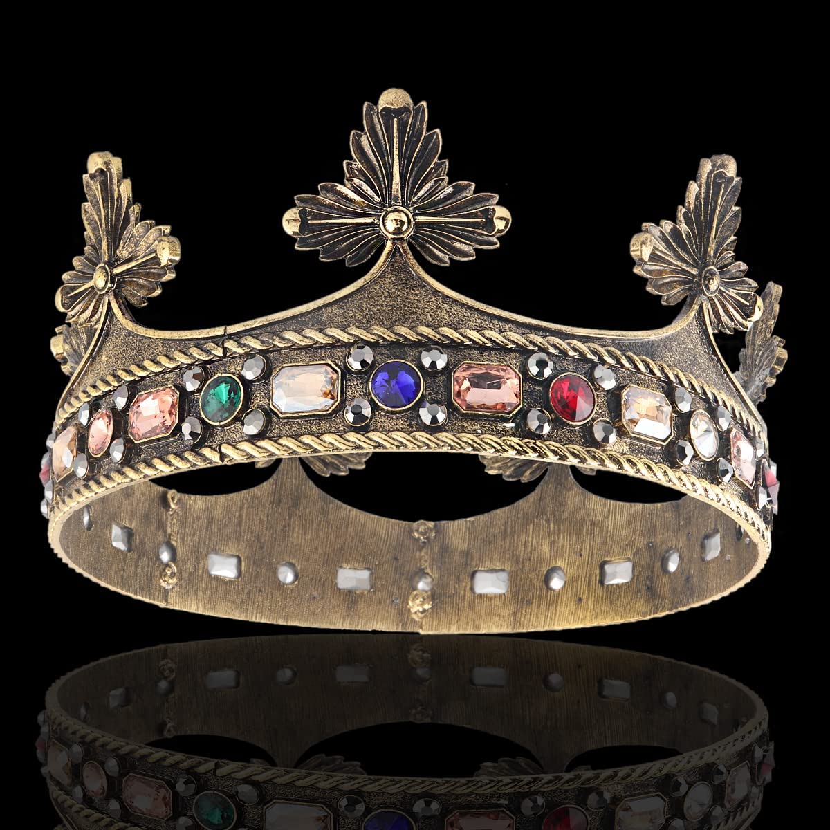 Barroco de los hombres del rey de aleación de gran corona de perlas de cristal real príncipe de las mujeres accesorios para el cabello para la fiesta de cumpleaños de Halloween de disfraces