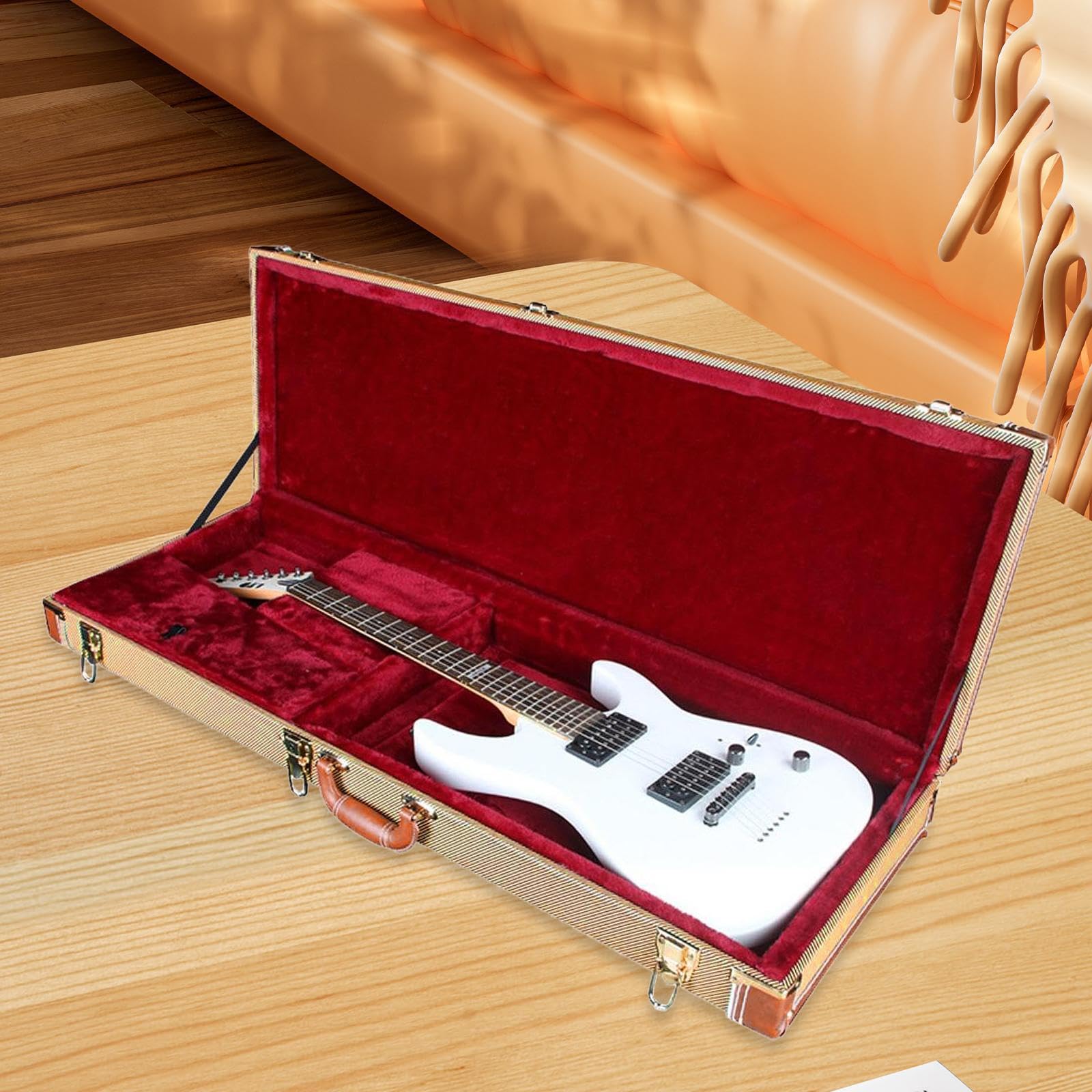 Estuche rígido universal para guitarra eléctrica que ofrece confiabilidad con una carcasa rígida resistente y amplias opciones de almacenamiento Estuche profesional universal para guitarra