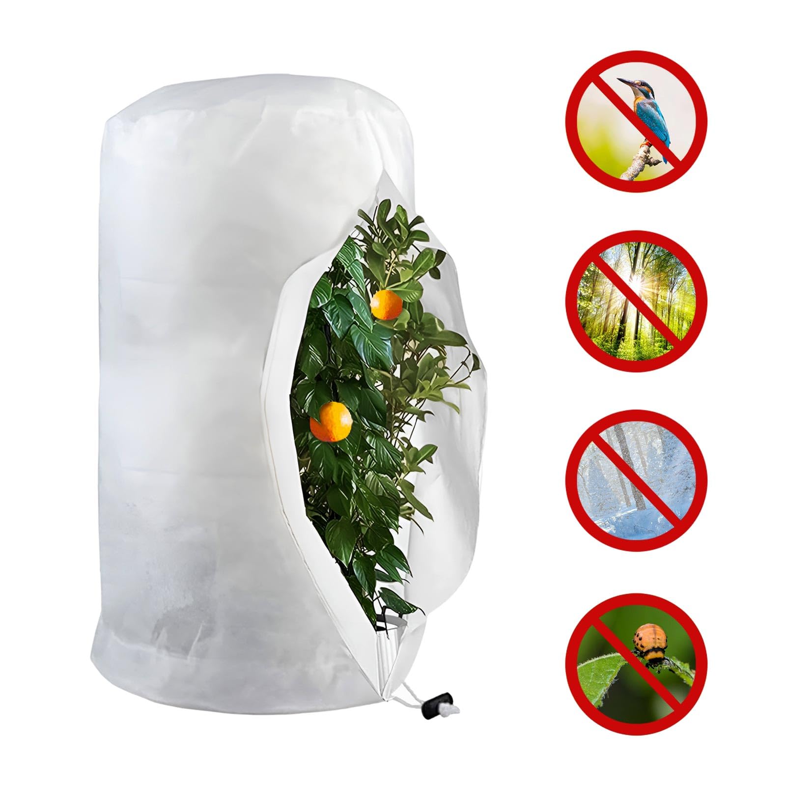 Voile D'hivernage Pour Plantes Extérieures - Lot De 2 Housses 80x60 Cm Avec Cordon De Serrage - Protection Contre Gel, Vent, Neige