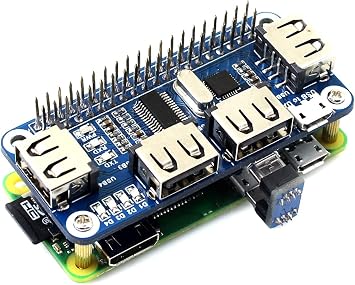 4 Ports Raspberry Pi USB Hub Hat for Raspberry Pi 4B/3B+/3B/2B/B+/A+/Zero/Zero W with 4 USB Ports, Supports USB 2.0/1.1 Onboard USB to UART Onboard Multi Indicator