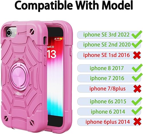Miniatura 2 de KCJ Funda para iPhone SE 20222020, iPhone 8766S Funda, con 2×Protectores de PantallaSoporte de Anillo Silicona Suave+PC Duro Protección Completa del