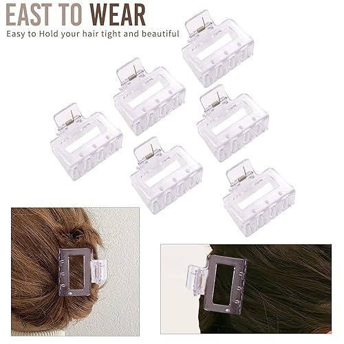 Miniatura 45 de Paquete de 12 pinzas cuadradas para el cabello, rectangulares neutrales grandes y pequeñas, antideslizantes, mate, grandes para mujeres, pinzas