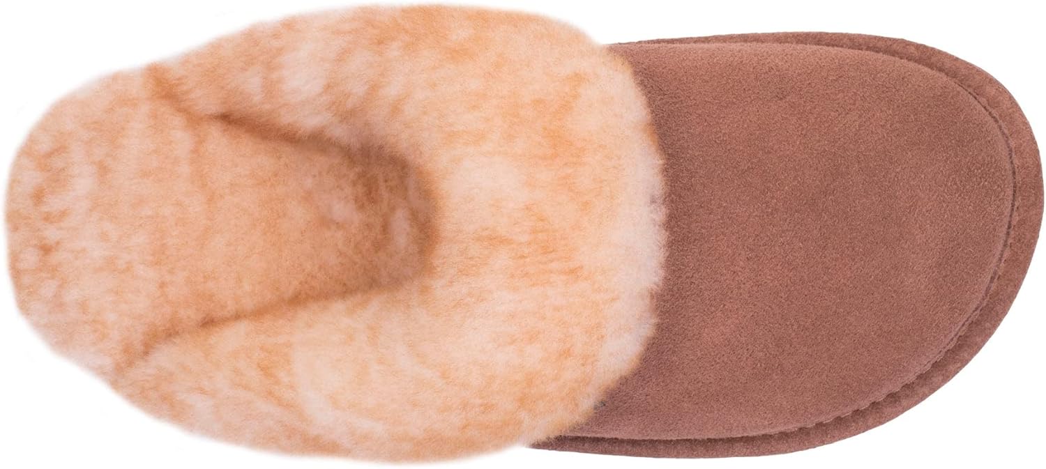 Cloud Nine Women’s Sheepskin Scuff Slippers for Women - Slip-On House Slipper with Genuine Sheepskin, Suede Upper & TPR Sole
