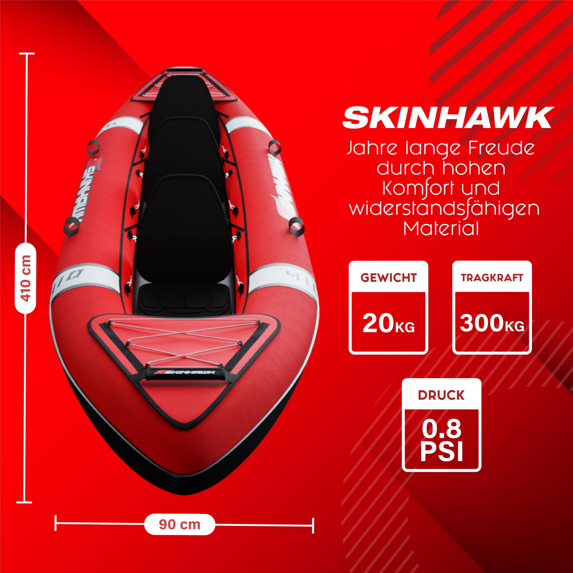 SKINHAWK Lot de 3 kayaks gonflables de qualité supérieure - Bordeaux - Avec 3 pagaies en aluminium - 3 places - Pompe et sac - 410 x 95 cm