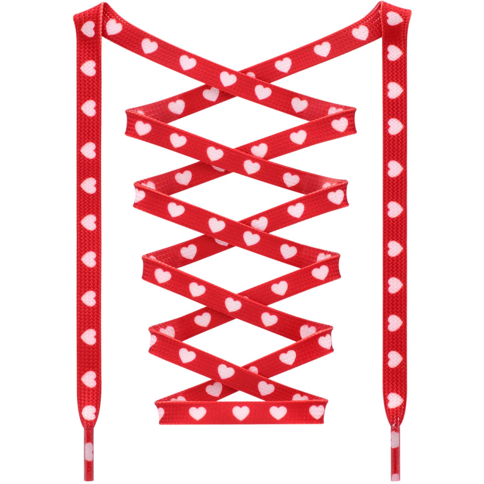 DANHUA Colored Flat Shoe laces: 2 Pair Heart Printed Shoelaces for Sneakers boot