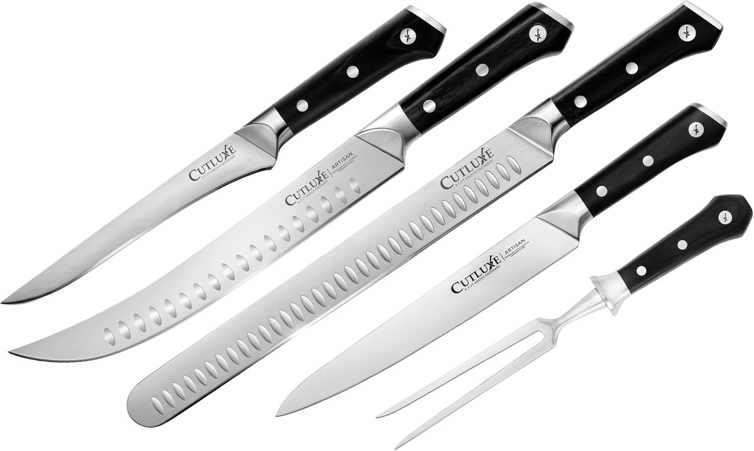 Cutluxe Butcher Knife Set and Turkey Carving Knife Set - Carving Fork & Knife for Meat, BBQ Brisket, Breaking & Boning Knives - Ultra Sharp German Steel, Full Tang, Ergonomic Handles