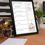 Dry Erase White Board &Weekly Calendar Board, Magnetic,27x37cm,Black | Small Solid Wood Framed Message Board, Dry Erase Whiteboard for Wall,Planner Board for Office, Home