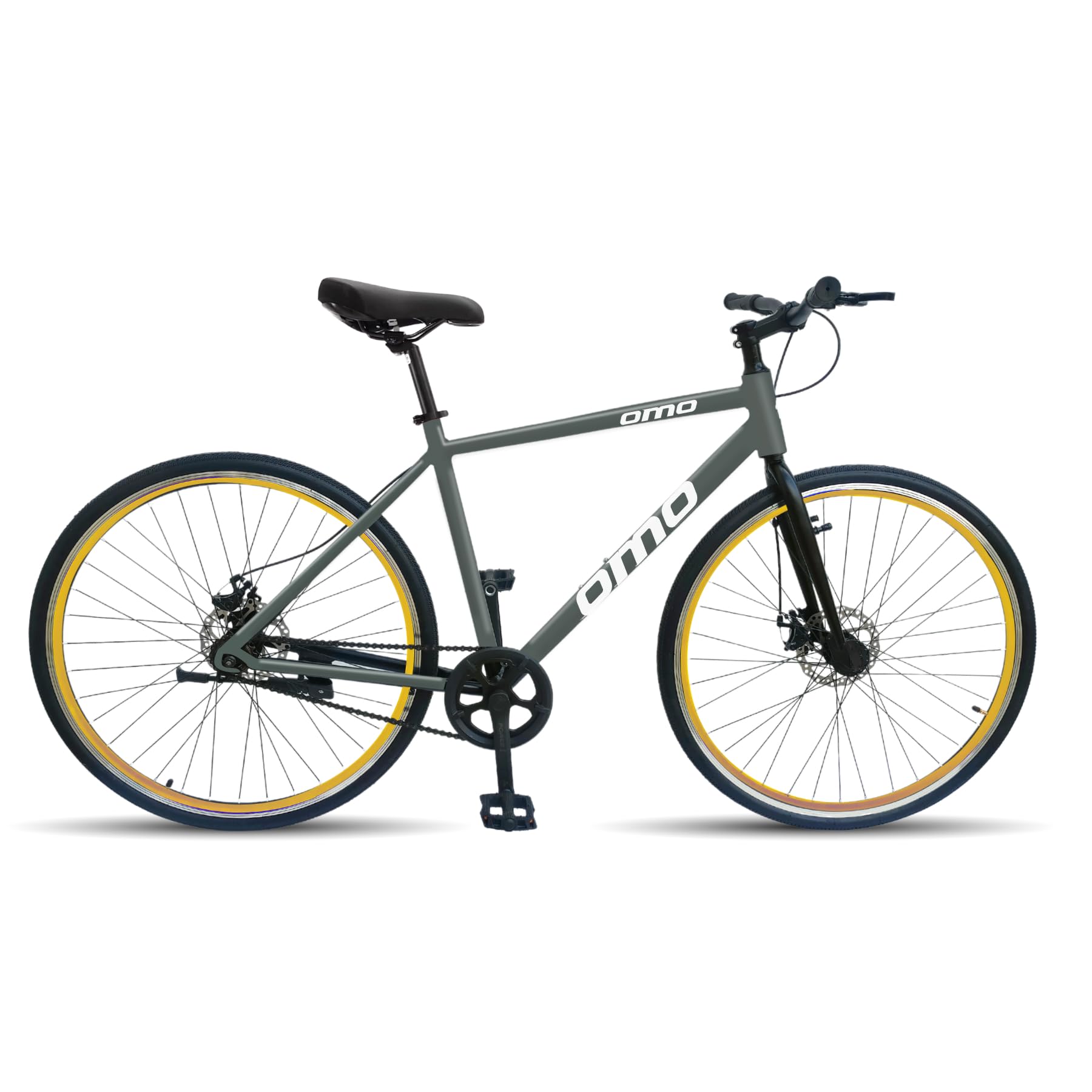 Omobikes Hampi Lite 1S | Single Speed | Alloy Hybrid Bicycle | Rigid Fork | 700 * 35C | for 15+ Years, Unisex (Grey Yellow) (B0D4TRT89Q) Amazon Price History, Amazon Price Tracker