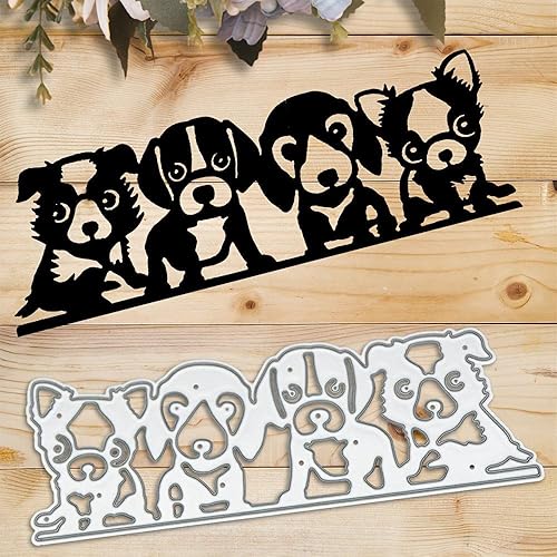 Trdxxx Troqueles con patrón de cachorros para hacer tarjetas, troqueles de corte de celebración, molde de troquelado de metal, troqueles para