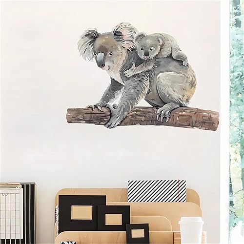 Miniatura 3 de Calcomanías de pared de koala para cachorros y adultos, calcomanías de pared de animales salvajes sacinora extraíbles para niños, bebés, guardería,