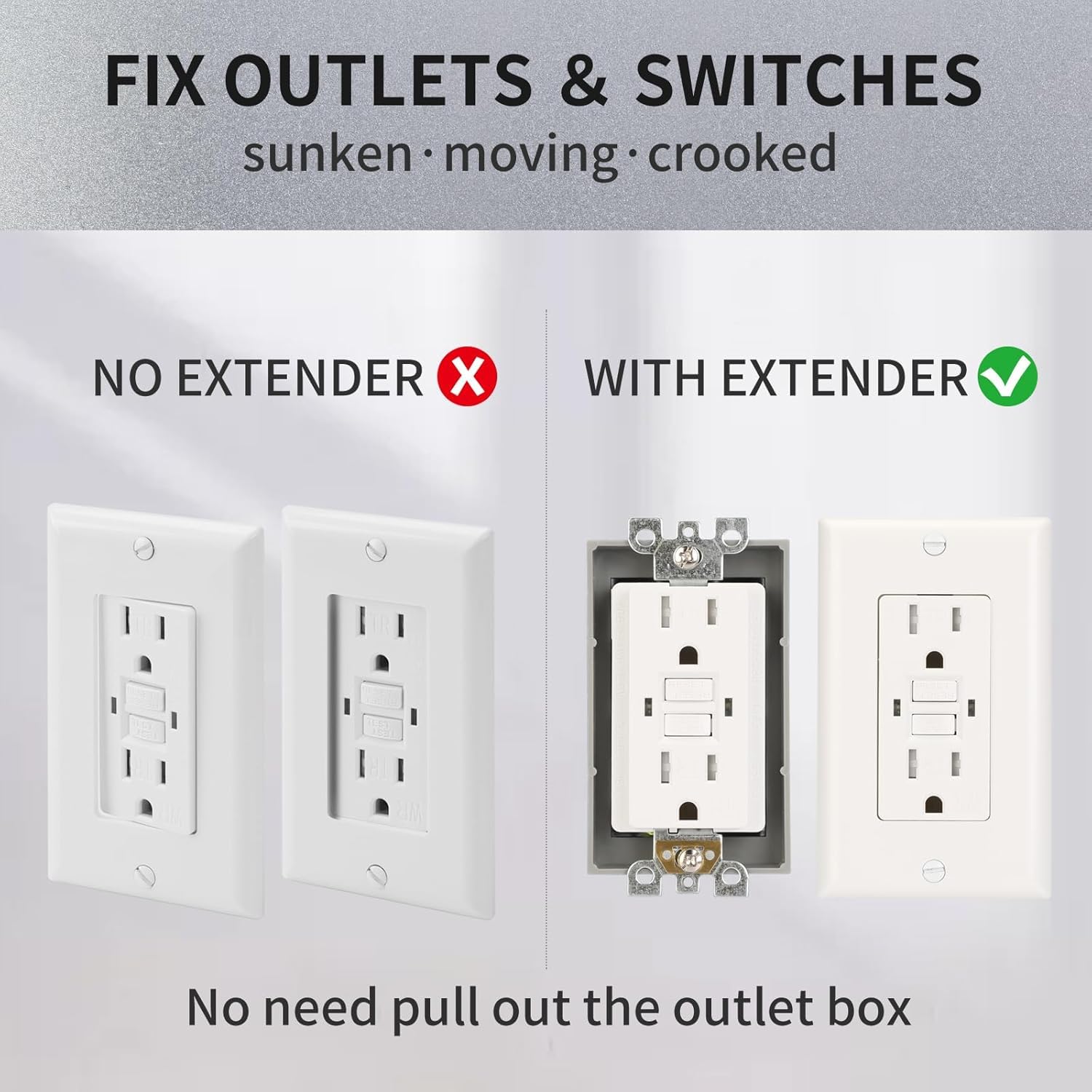 12PCS 3/4 Inch Single Gang Outlet Box Extender,Electric Outlet Extender Box with 24 Screws,Outlet Box Extenders for Electrical Outlet Box & Electrical Outlet Switches, Gray