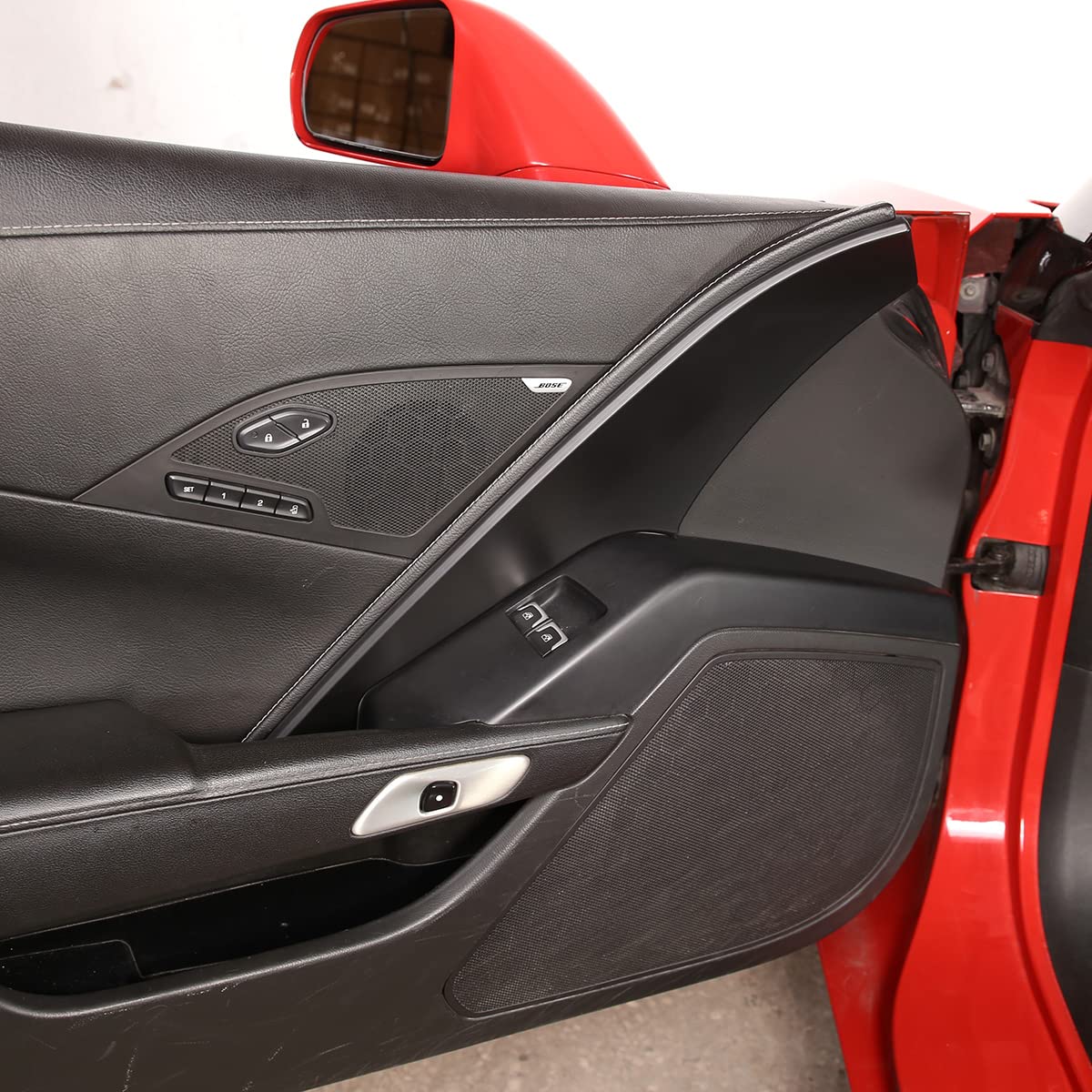 Plastik ABS, osłona wewnętrznej drzwi samochodu, naklejka wykończeniowa do Chevrolet Corvette C7 2014-2019, akcesoria do wnętrza samochodu (czarny matowy)