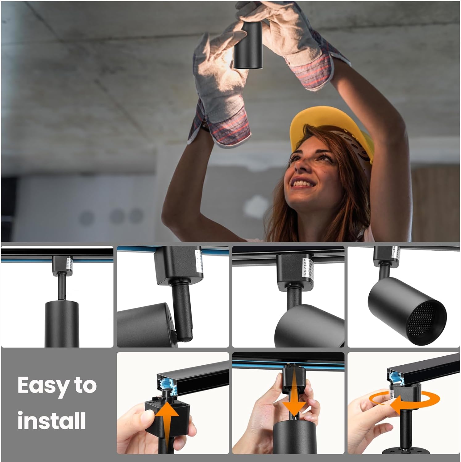 KING SHA H Type Track Lighting Heads Anti Glare,Come with 7w (50W Eqv.) Dimmable CRI90+ 3000K MR16 GU10 Bulbs,ETL Listed,6 Pack