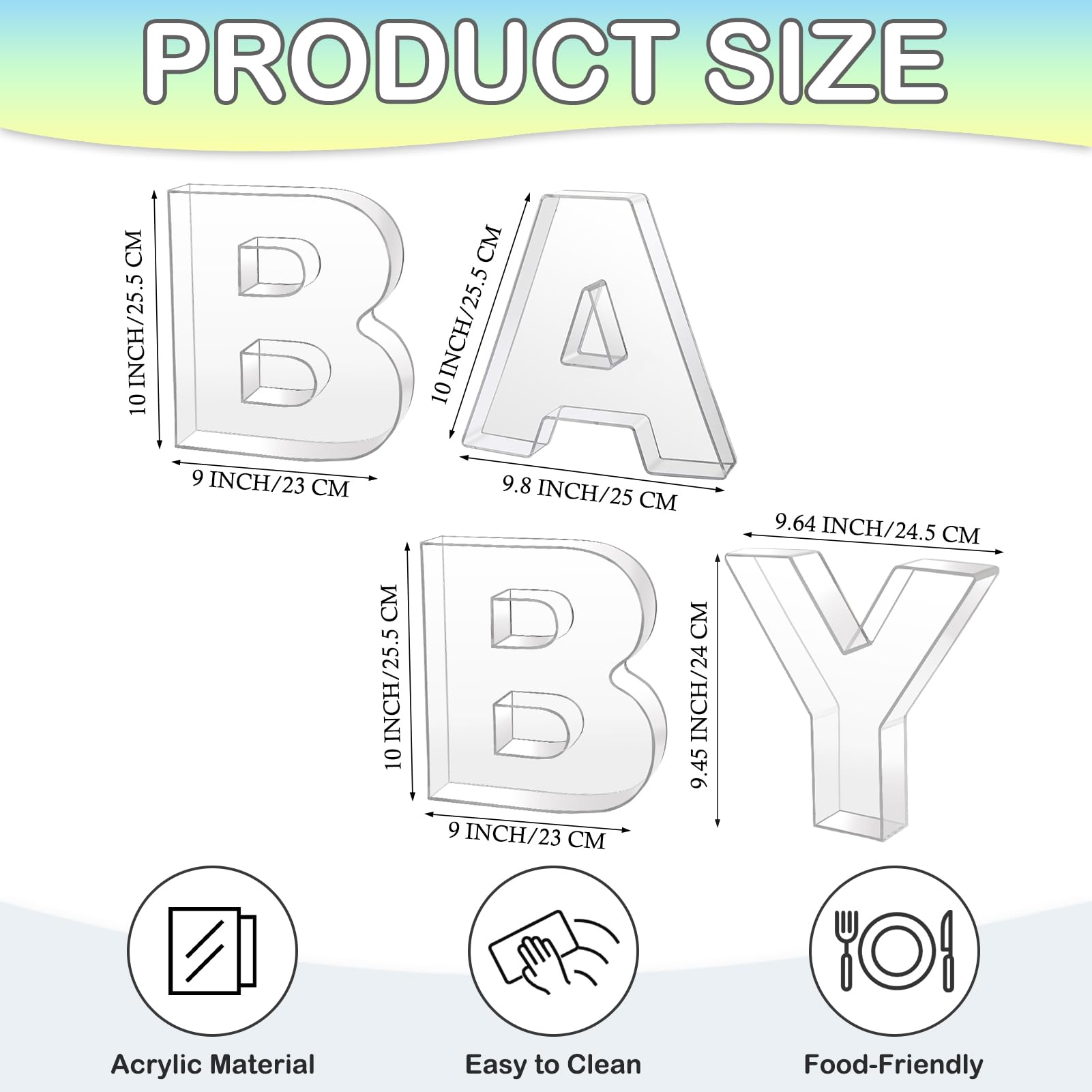 4 Pcs Baby Acrylic Clear Letter Charcuterie 10