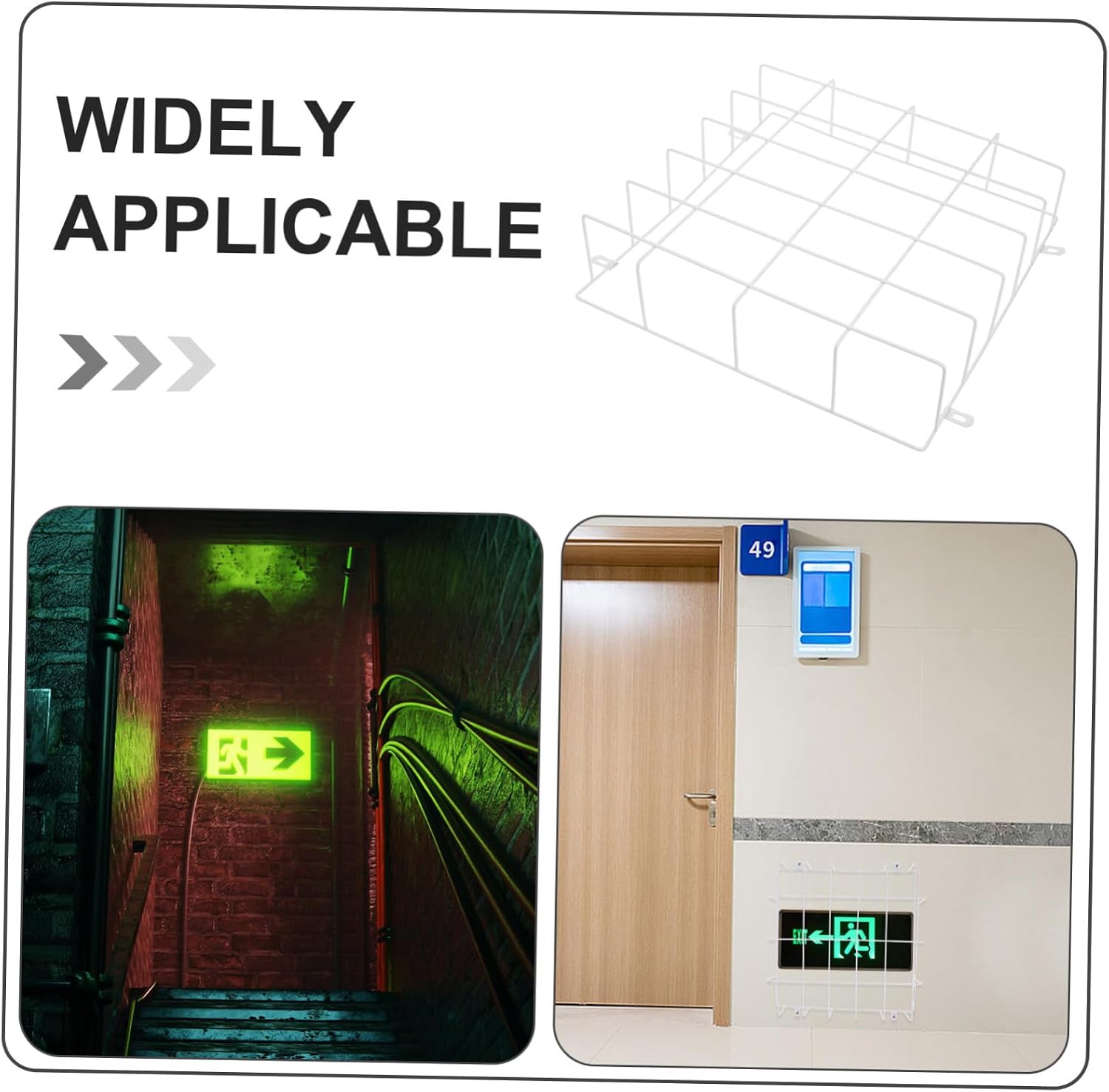 Balacoo Emergency Light Wire Guard Cage Welded Stopper Shield for Exit Sign Protection Safety Cover Preventing Damage and Shards Easy Install for Commercial Spaces Like Malls and Offices