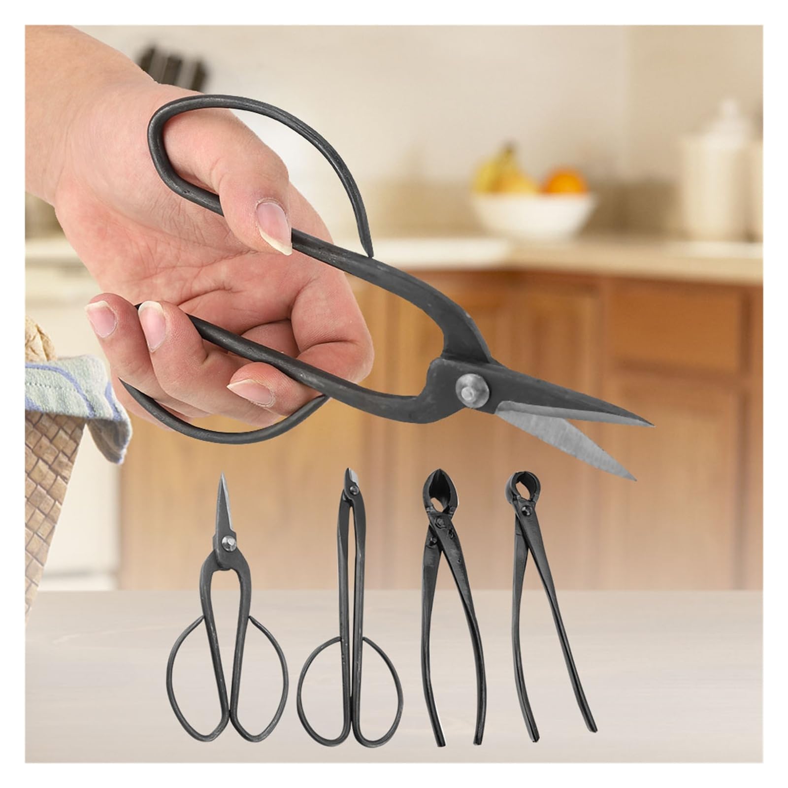 ESESE Juego de Herramientas for bonsái con Bolsa de Lona, ​​5 Tijeras de podar de Acero al Carbono, Tijeras de Recorte, Herramientas for bonsái, Kit Completo for el Cuidado y Mantenimiento