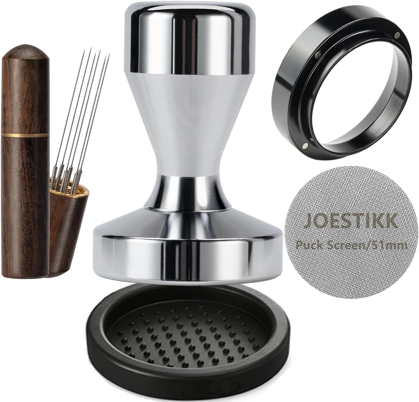 Espresso Accessories Kit 51mm Tamper: Espresso Tamper Kit with 51mm Coffee Tamper, Puck Screen, Dosing Funnel, WDT Tool, Tamper Mat | Espresso Kit Fits Espresso Coffee Machines of 51mm Portafilters Espresso Accessories Kit 51mm Tamper: Espresso Tamper Kit with 51mm Coffee Tamper, Puck Screen, Dosing Funnel, WDT Tool, Tamper Mat | Espresso Kit Fits Espresso Coffee Machines of 51mm Portafilters