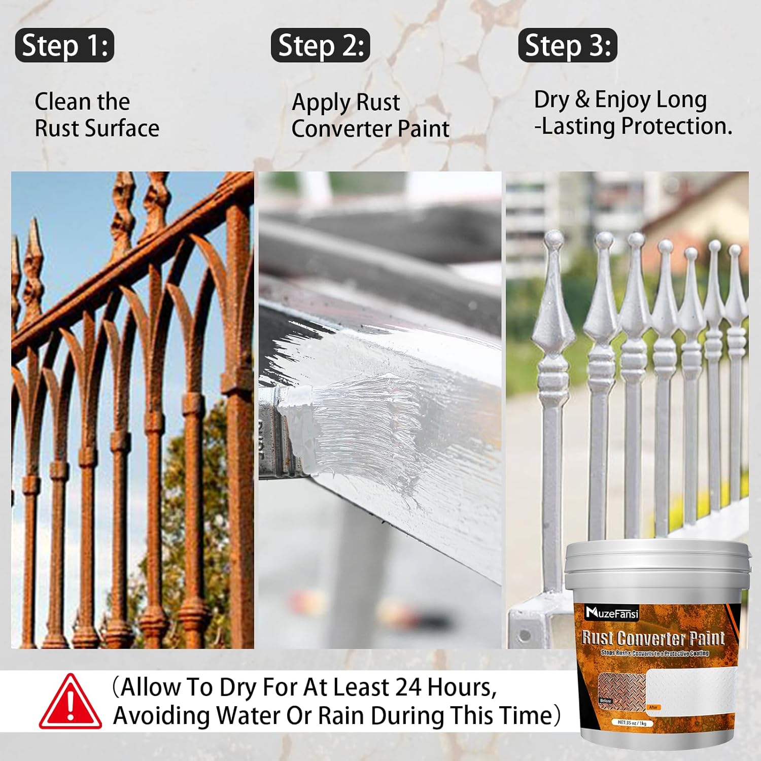 Rust Converter Paint White 35oz – Rust Proof Paint, Rust Inhibitor, Anti Rust Coating, Rust Converter & Metal Primer, Car Rust Treatment, Rust Remover for Boats, Cars, DIY& Metal Surfaces