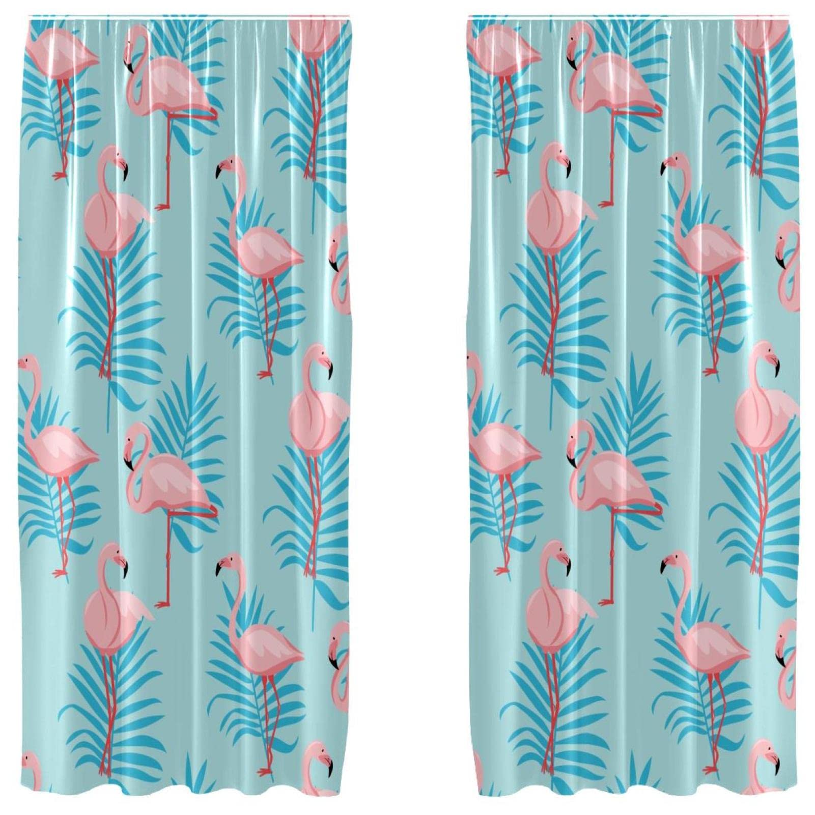 Rideaux flamant rose tropical pour salon lumineux et chambre d'amis