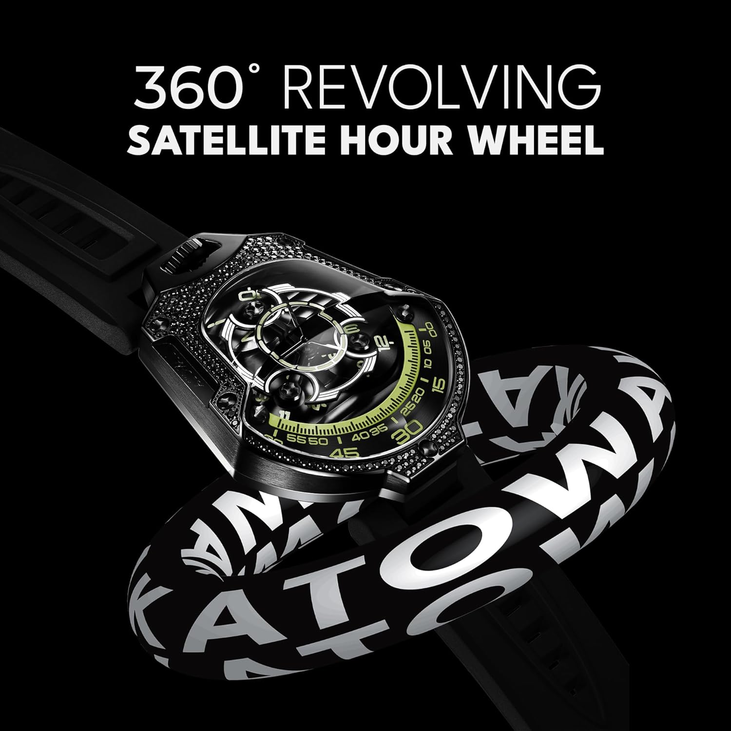 Atowak Stainless Steel Connected Wrist Watch with Leather Strap Water Resistant, Black Case Material 316L Stainless Steel Lens: Scratch-Resistant Sapphire Crystal - 4
