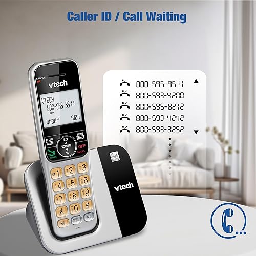 Miniatura 5 de VTech Sistema telefónico inalámbrico para el hogar con bloque de llamadas, pantalla grande y botones, pantalla retroiluminada, altavoz dúplex