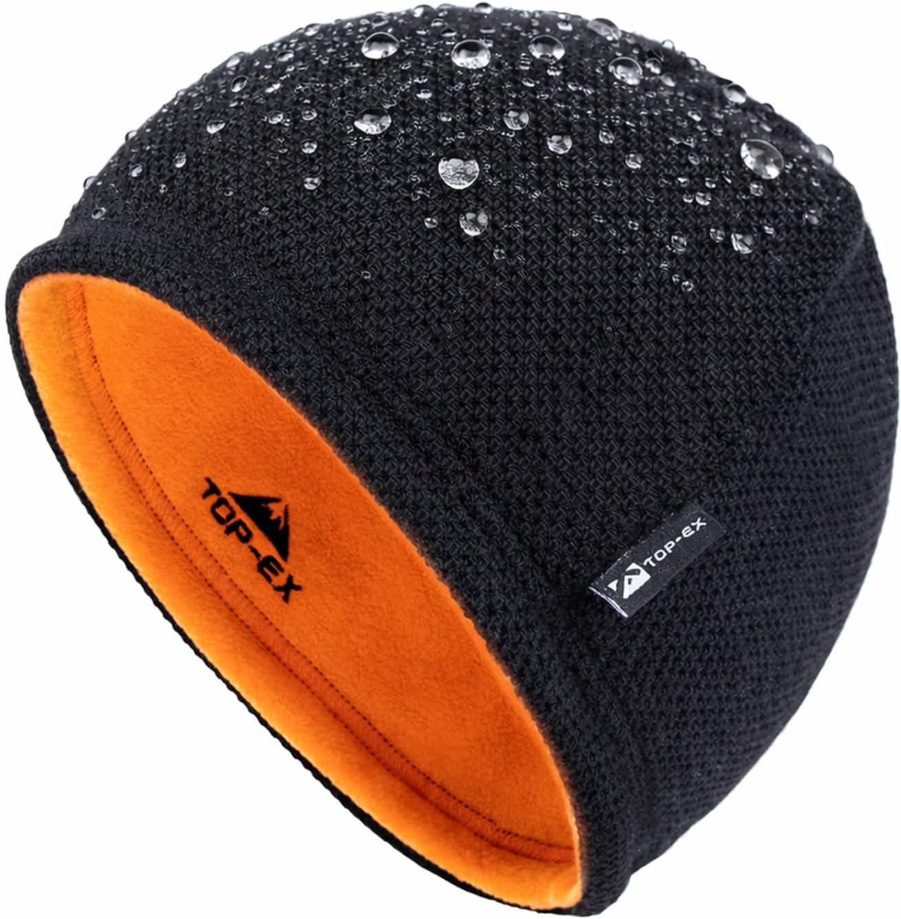 TOP-EX DryKnit™ Waterproof Wool Beanie Hat for Men Fleece Lined Skull Cap Winter Knit Hat Watch Caps Reversible & Windproof