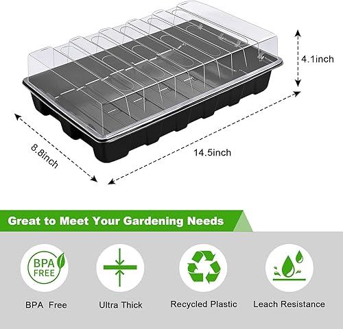 Miniatura 2 de Chivalral 6 paquetes de bandejas de cultivo de plantas con cúpulas de humedad, bandeja de plástico para semillas, germinación y propagación de