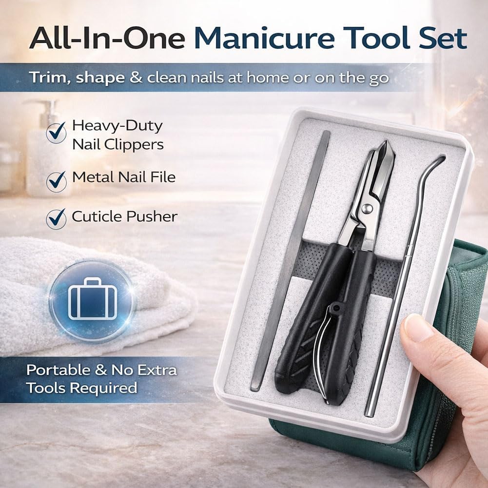 Black Anti-Slip Grip Gear Lock Nail Clipper Set, 25° Angle Eagle Beak Nail Clippers, Three Sets of Household Multifunctional Anti-Splash Nail Clippers for Precise Access to Nail Grooves (3Pcs)