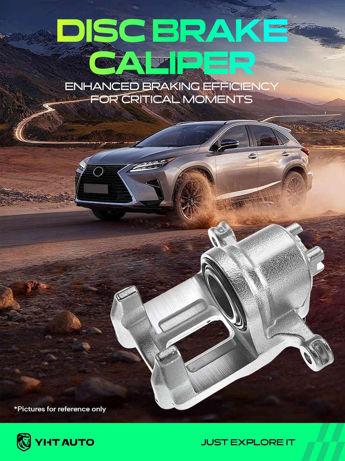 YHTAUTO Rear Driver Side Disc Brake Calipers without Bracket Replacement for CR-V CRV CR V 2005-2011, RDX 2007-2012, Accord Crosstour 2010-2011, Sport Utility, 2.3L 2.4L 3.5L, Caliper Assembly
