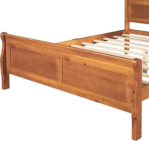 Miniatura 60 de Harper & Bright Designs Base de cama matrimonial con cabecero y estribo, cama de plataforma de tamaño matrimonial, marco de cama de madera para