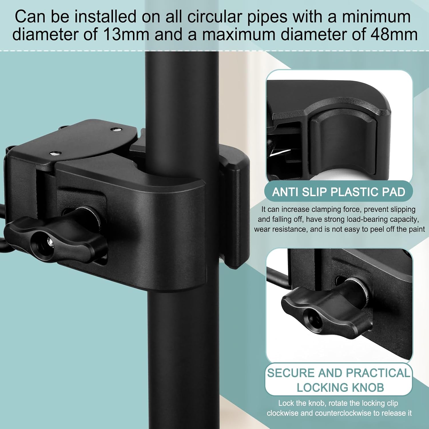 Clamp-On Cup Holder for Vertical Round Poles - Fits Most Round-Rod Stands, Grill Racks, Wheelchairs & Railings - Holds Coffee, Beer, Water & Drink Cups