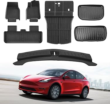 Thick Car Floor Mat for 2025-2026 Tesla Model Y Juniper,Fully Protective TPE Anti-Slip Floor mats Cargo Liners,Custom-Fitted Threshold Strip Floor Trunk Rear Waist Protection