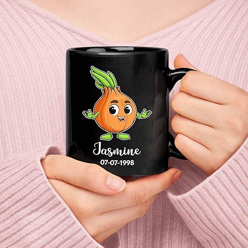 Miniatura 6 de Taza de café de cerámica personalizada de cebolla de 11 onzas, 15 onzas, bonita taza de té negra de cebolla, taza de cebolla personalizada a elegir