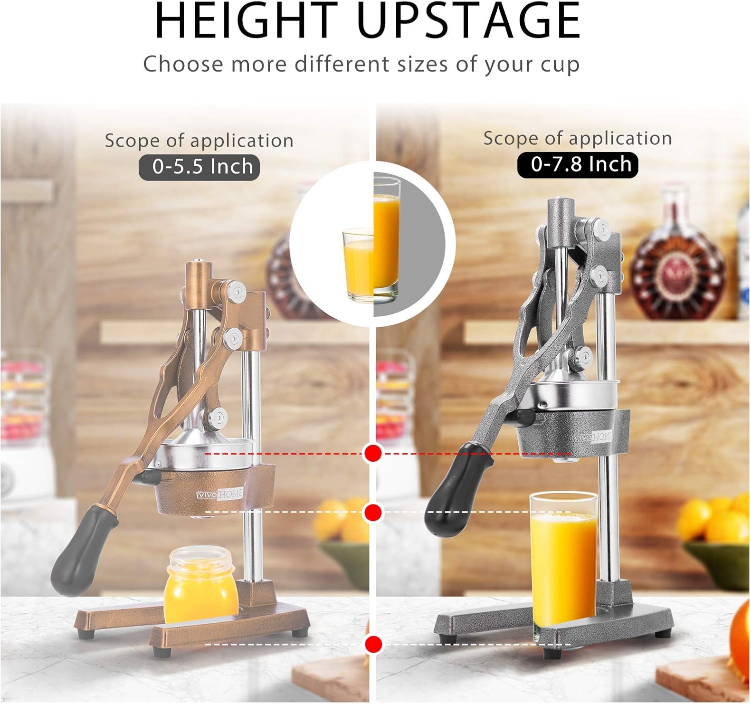 VIVOHOME Extra Tall Heavy Duty Commercial Manual Hand Press Citrus Orange Lemon Juicer Squeezer Machine Grey: Home & Kitchen