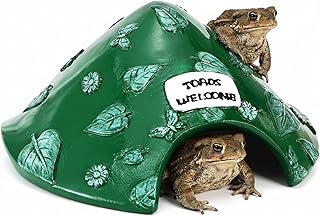 TOPZEA Frog and Toad House for Outside Garden, Pond & Aquarium, Resin Frog Hideout Habitat Reptile Hide Cave Shelter for Toad, Tree Frogs, Turtle, Gecko, Fish, Amphibian Tank Accessories, Green