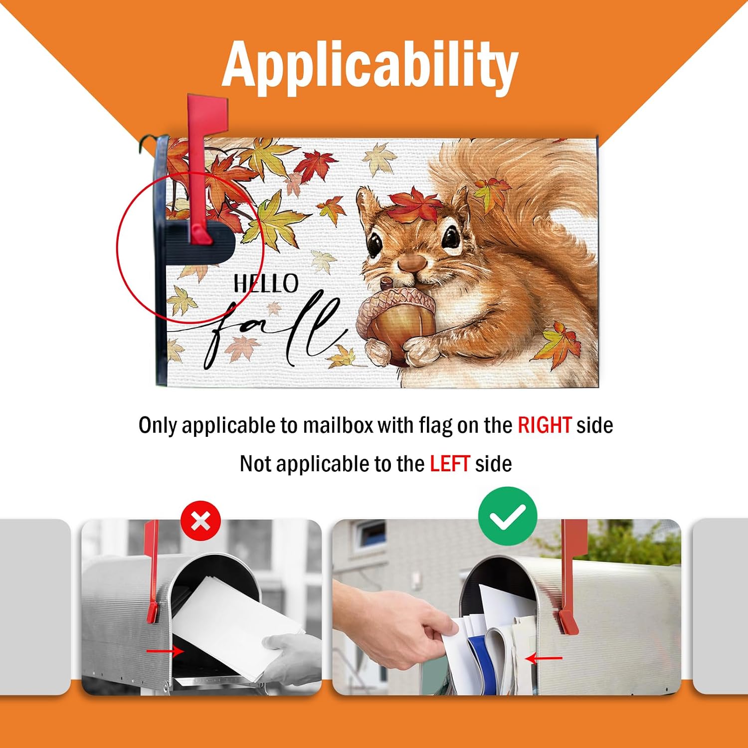 Hello Fall Squirrel Welcome Mailbox Cover Magnetic Standard Size