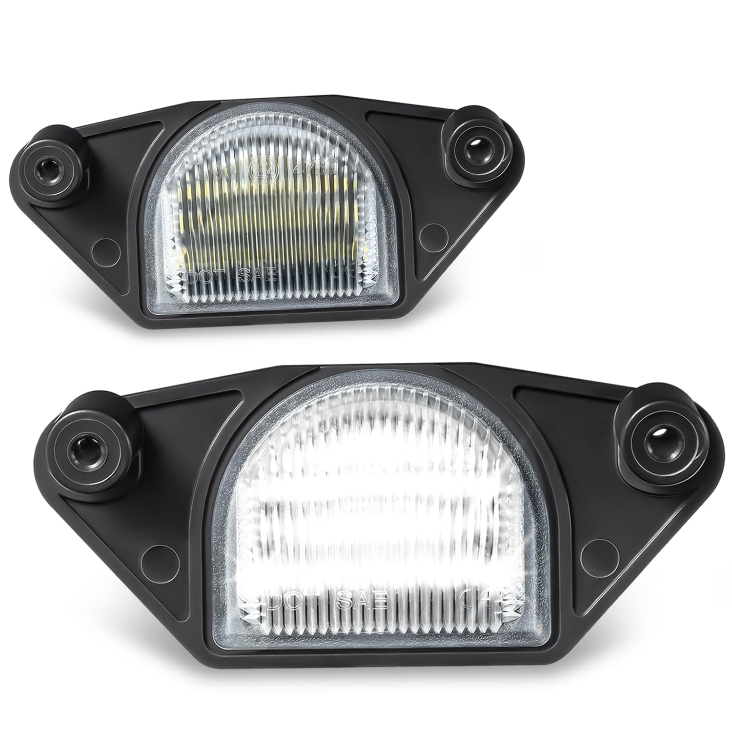 Auto Dynasty License Plate Light Compatible with 1982-2013 Buick Chevy GMC C/K Series Pontiac, Pair of Full White LED License Plate Lamp Assembly, Black Housing Clear Lens
