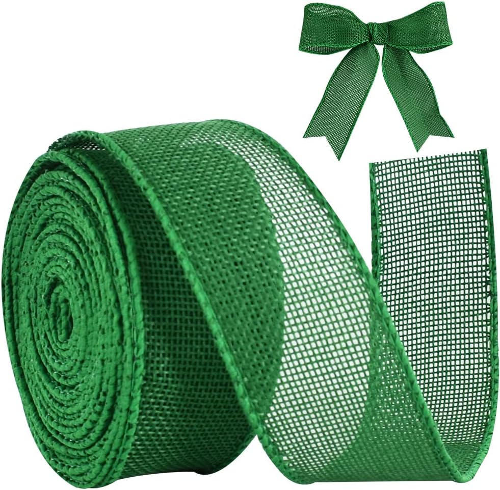 TONIFUL Burlap Wired Ribbon, 11/2 Inch Faux Burlap Ribbons