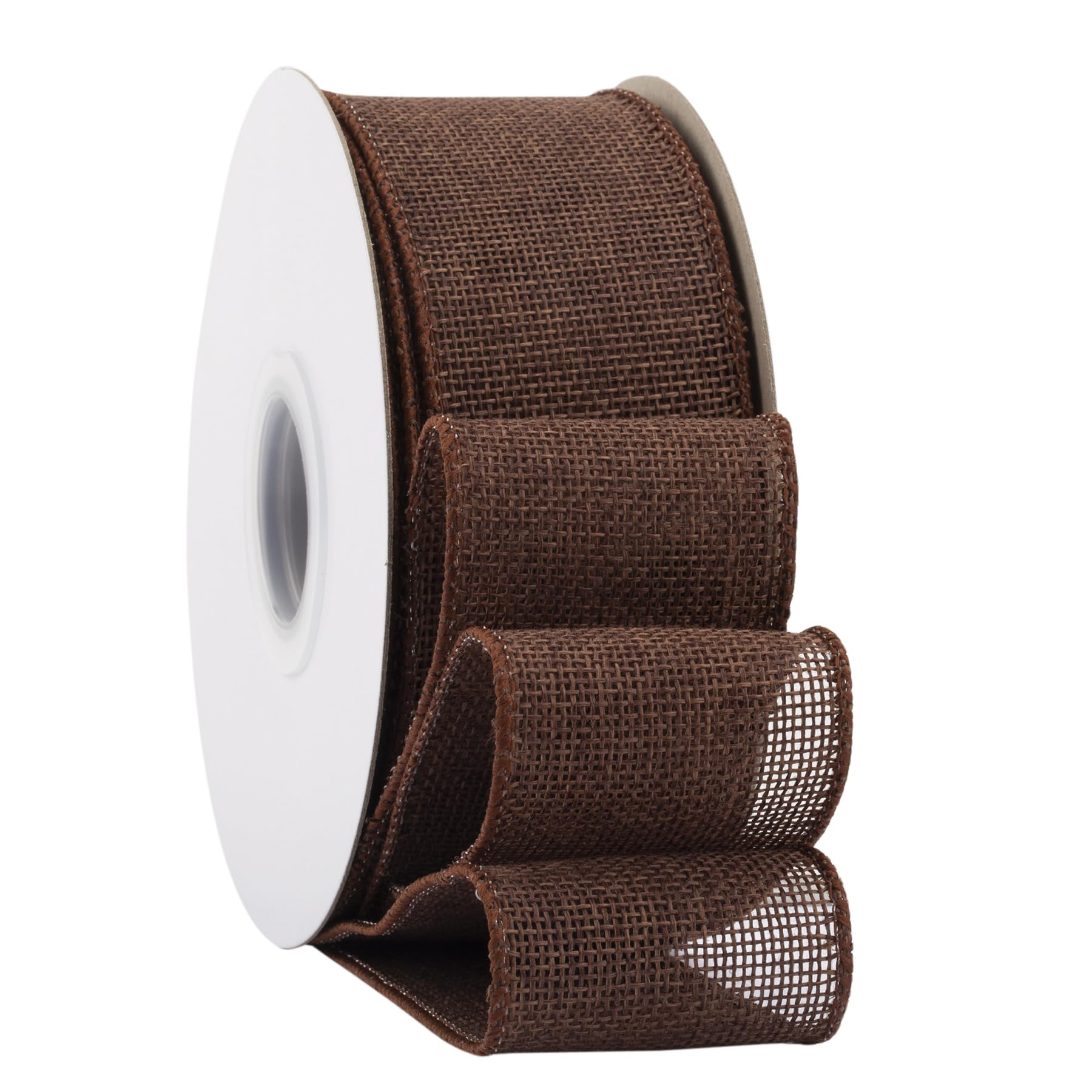 Ribbonitlux Brown Burlap Wired Ribbon, 50mm x 18 Meters, Wired Edge Burlap Ribbon for Gift Wrapping Big Bow, Wreath