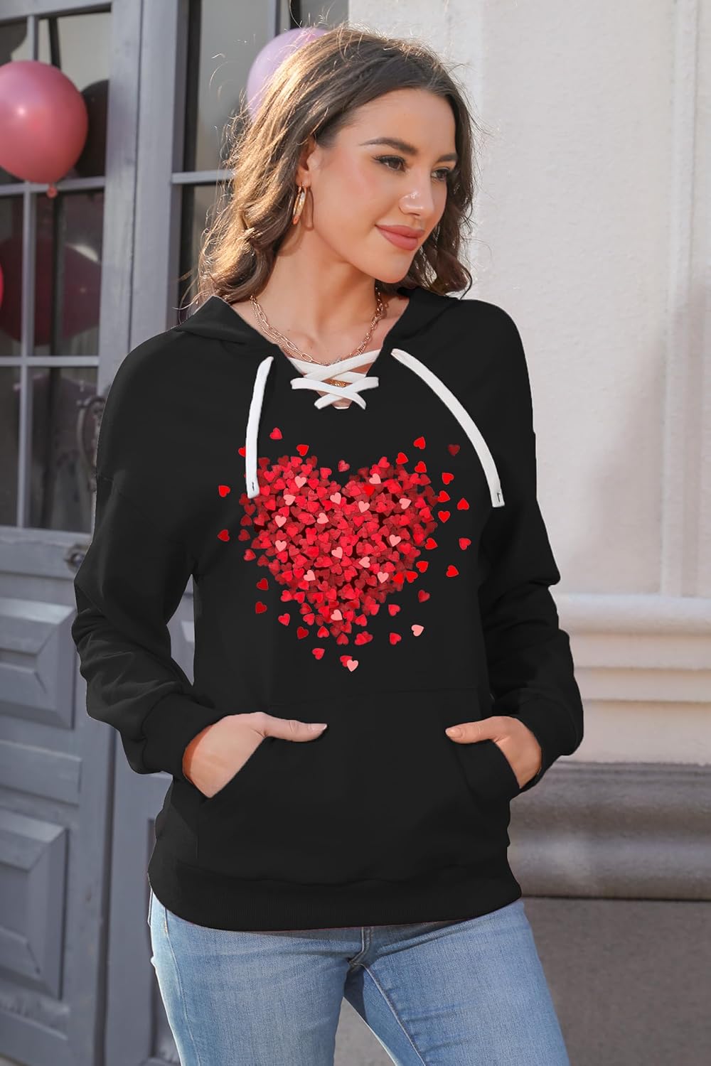 Casual Sweatshirt for Women: Funny Love Heart Graphic Long Sleeve Pullover Top - Image 3