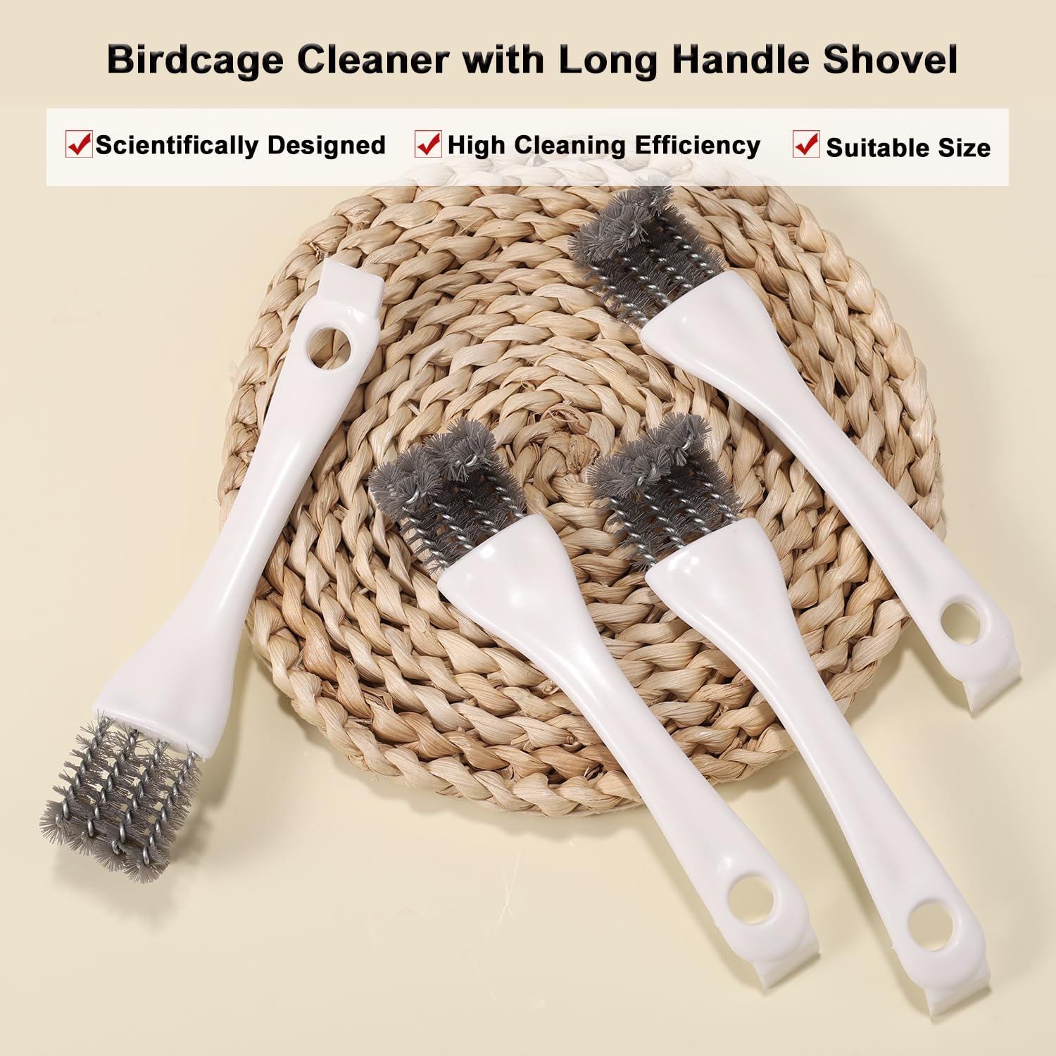 4pcs Bird Cage Cleaner with Long Handle - Image 3
