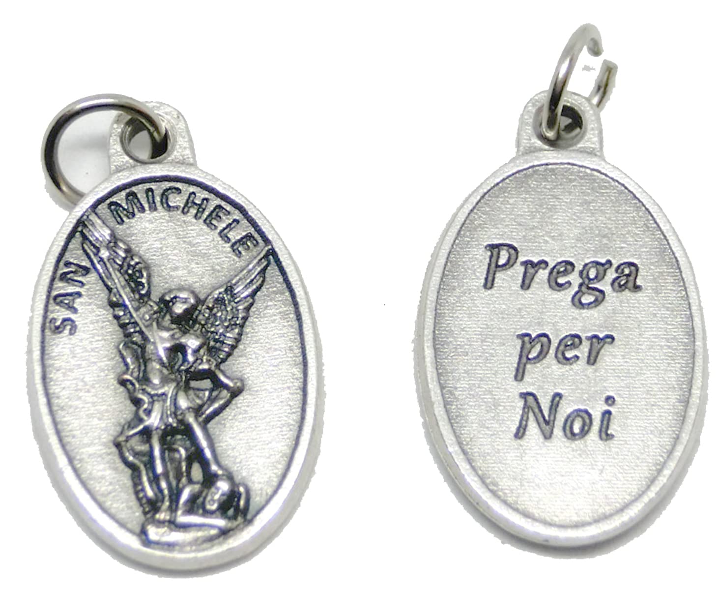 Generico 60.260.30 007PPN 10 medaglie di san michele angelo arcangelo ovale argento con retro prega per noi 22 mm