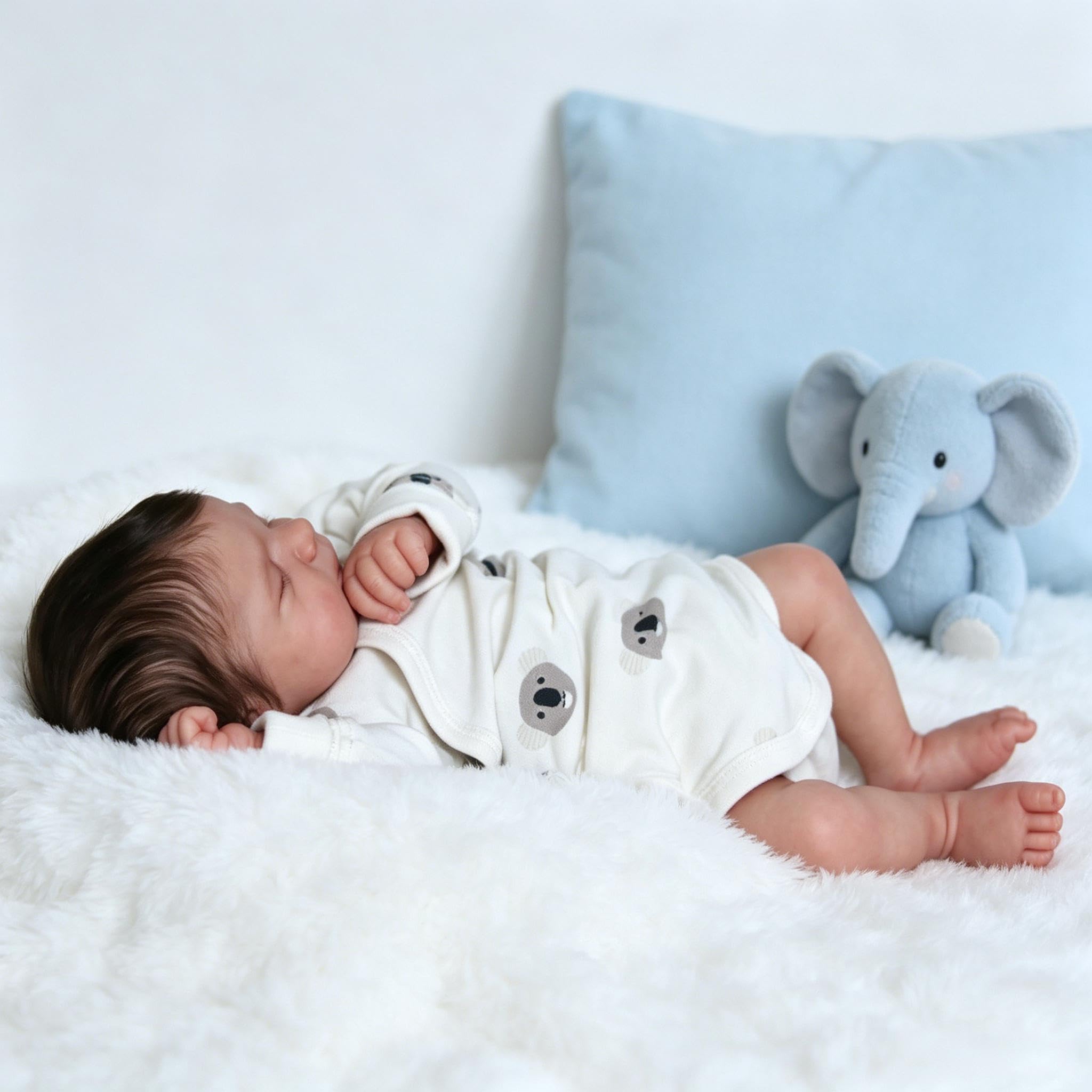RXDOLL Realistyczne lalki Reborn Baby Dolls silikonowe na całe ciało dziewczyna 45 cm śpiące realistyczne lalki noworodka, ręcznie robione w pełni silikonowe lalki niemowlęce, Reborn Babies na Boże